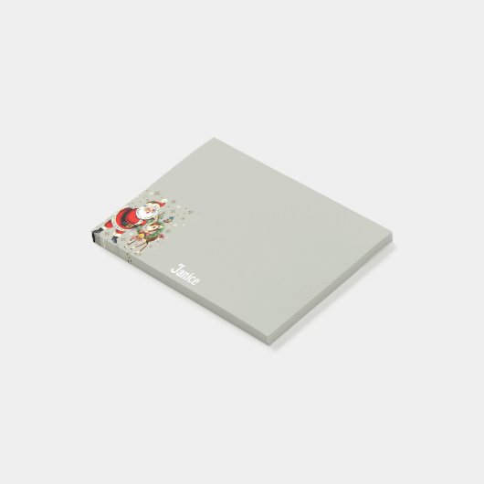 Santa Mid Century Rendier Naam toevoegen Post-it® Notes (Schuin)