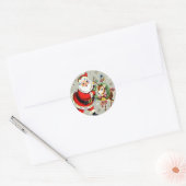 Santa Mid Century rendieren Ronde Sticker (Envelop)