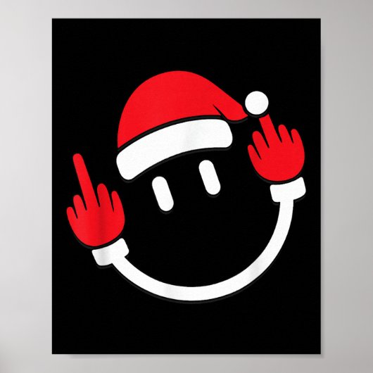 Santa Middle Finger Flip Off _ Christmas Profanity Poster (Voorkant)
