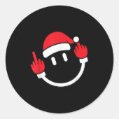 Santa Middle Finger Flip Off _ Christmas Profanity Ronde Sticker (Voorkant)
