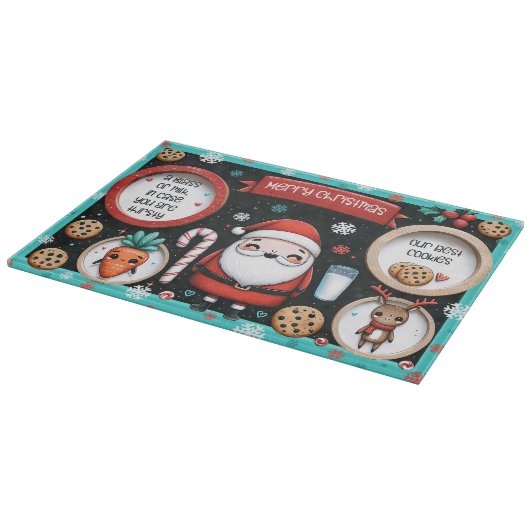 Santa Milk & Cookies Tray met Reindeer Snacks Snijplank (Hoek)