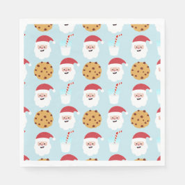 Santa Milk en Cookies Blue Paper Napkin Servet