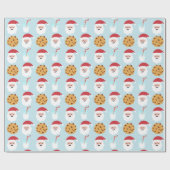 Santa Milk en Cookies Blue Wrapping Paper Cadeaupapier (Vlak)