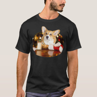 Santa Milk n Cookies Dog Corgi  T-shirt