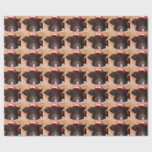 Santa Mini Pig Cadeaupapier (Vlak)