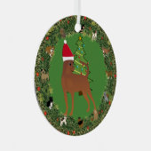 Santa Miniatuur Pinscher Metalen Ornament (Voorkant Rechts)