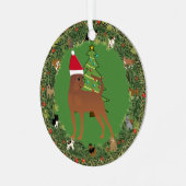 Santa Miniatuur Pinscher Metalen Ornament (Voorkant links)