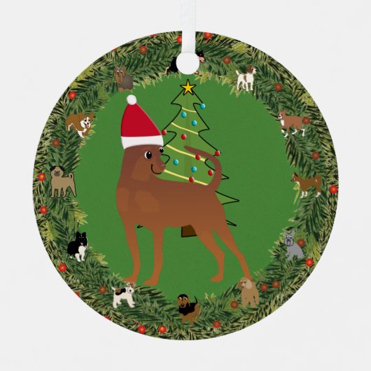 Santa Miniatuur Pinscher Metalen Ornament (Voorkant)