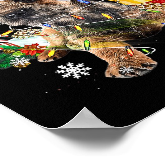 Santa Miniatuur Schnauzer met kerstverlichting Xm Poster (Hoek)