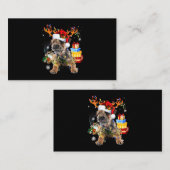 Santa Miniatuur Schnauzer met kerstverlichting Xm Visitekaartje (Voorkant / Achterkant)