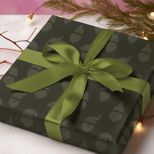 Santa Modern Monotone Donkergroene Kerst Cadeaupapier