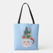 Santa Mok Lichtblauwe Canvas tas (Achterkant)