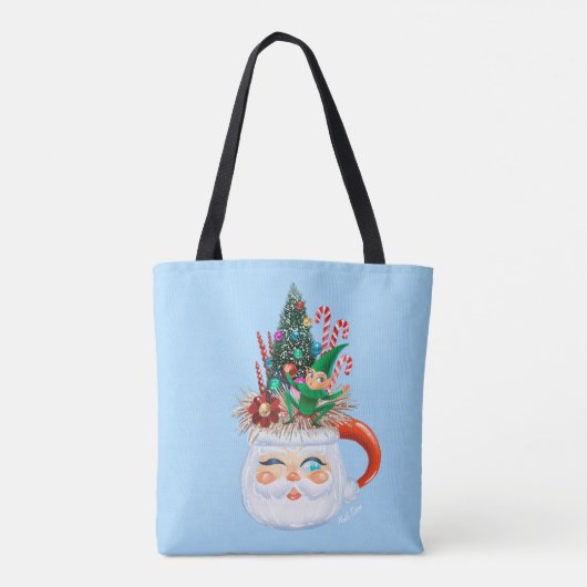  Santa Mok Lichtblauwe Canvas tas (Achterkant)