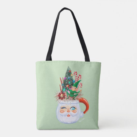 Santa Mok Mint Groene Canvas tas (Achterkant)