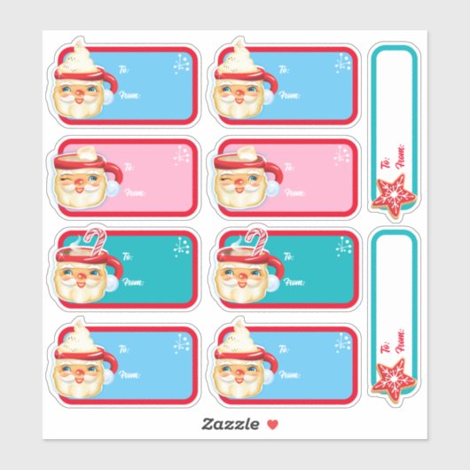 Santa Mokken + Cookies Kerstcadeau-etiketten Sticker (Vel)