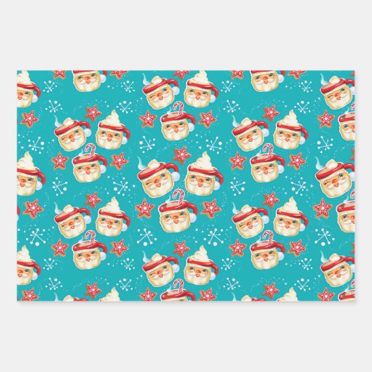 Santa Mokken + Cookies Kerstcadeau inpakpapier (Voorkant)