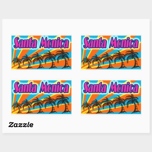 Santa Monica 5 Palm Trees Stickers (Vel)
