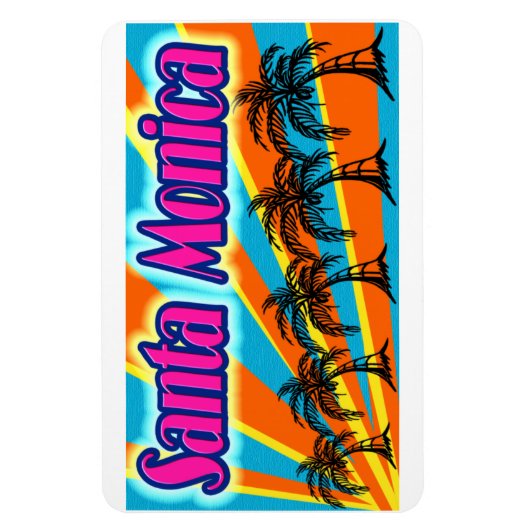 Santa Monica 5 palmbomen magneet (Verticaal)