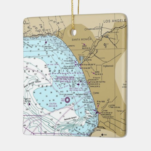 Santa Monica Bay Chart Keramisch Ornament (Links)