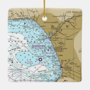 Santa Monica Bay Chart Keramisch Ornament