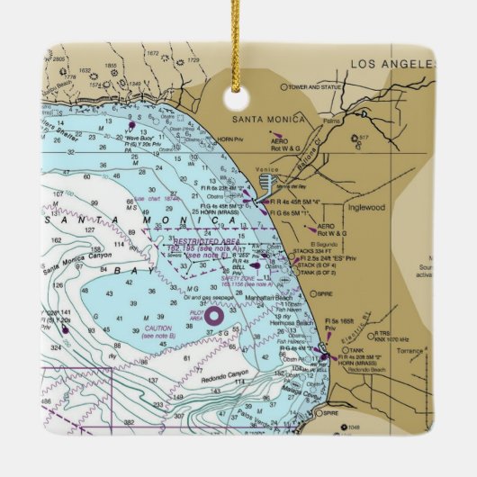 Santa Monica Bay Chart Keramisch Ornament (Achterkant)
