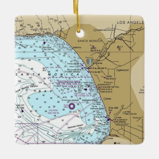 Santa Monica Bay Chart Keramisch Ornament (Voorkant)