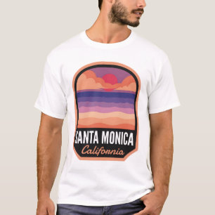Santa Monica Beach CA Retro Zonsondergang T-shirt