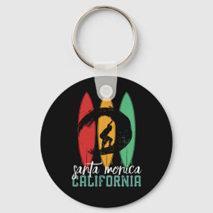 Santa Monica Beach California Retro Surfing Sleutelhanger