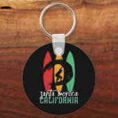 Santa Monica Beach California Retro Surfing Sleutelhanger (Voorkant)