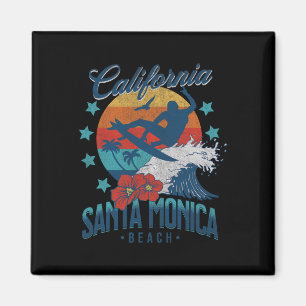 Santa Monica Beach Californië Surfen Vintage Vakan Magneet