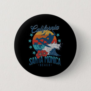 Santa Monica Beach Californië Surfen Vintage Vakan Ronde Button 5,7 Cm