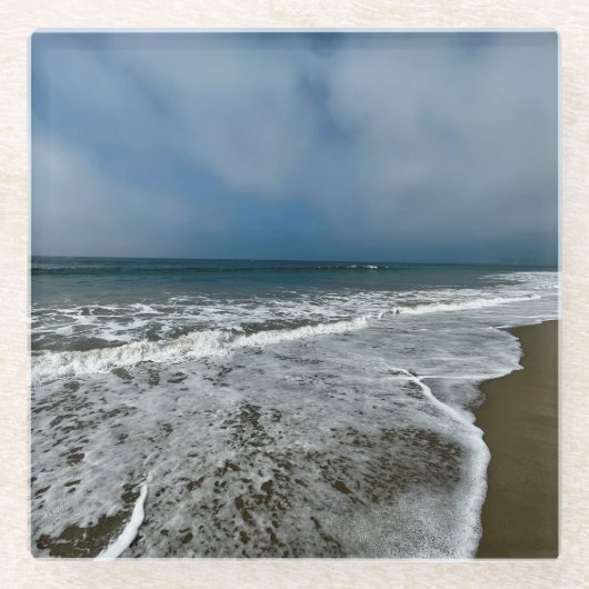 Santa Monica Beach in de herfst. Glazen Onderzetter (Voorkant)