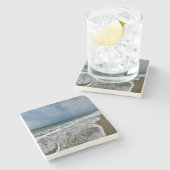 Santa Monica Beach in de herfst. Stenen Onderzetter (Zijkant)