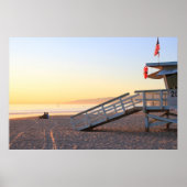 Santa Monica Beach Lifeguard Tower Sunset Poster (Voorkant)