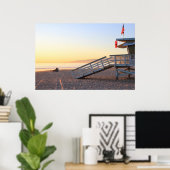 Santa Monica Beach Lifeguard Tower Sunset Poster (Thuiskantoor)