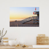 Santa Monica Beach Lifeguard Tower Sunset Poster (Keuken)