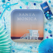 Santa Monica Beach | Los Angeles, Californië Papieren Bordje (Feest)