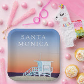 Santa Monica Beach | Los Angeles, Californië Papieren Bordje (Feest)