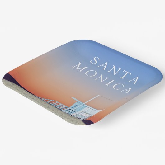 Santa Monica Beach | Los Angeles, Californië Papieren Bordje (Gebogen)