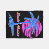 Santa Monica Beach Outrun 80s Esthetische Vaporwav Fleece Deken (Voorkant (Horizontaal))
