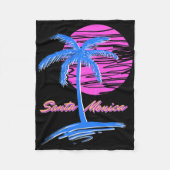 Santa Monica Beach Outrun 80s Esthetische Vaporwav Fleece Deken (Voorkant)