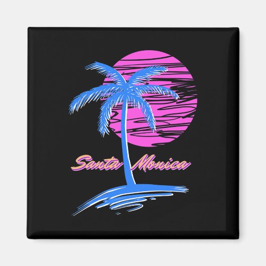 Santa Monica Beach Outrun 80s Esthetische Vaporwav Magneet (Voorkant)