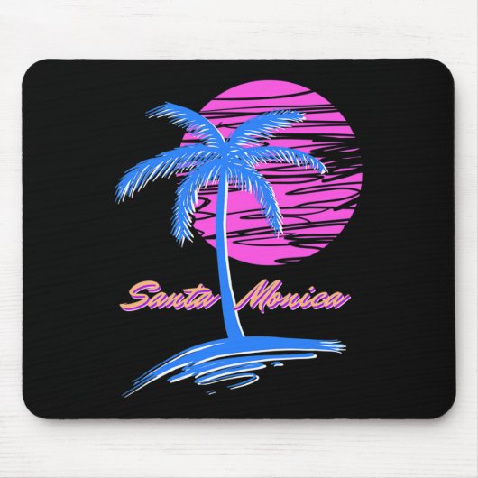 Santa Monica Beach Outrun 80s Esthetische Vaporwav Muismat (Voorkant)