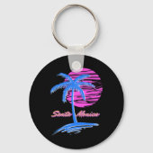 Santa Monica Beach Outrun 80s Esthetische Vaporwav Sleutelhanger (Voorkant)