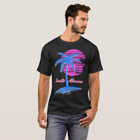 Santa Monica Beach Outrun 80s Esthetische Vaporwav T-shirt (Voorkant volledig)