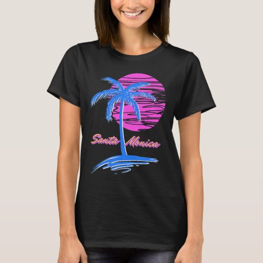 Santa Monica Beach Outrun 80s Esthetische Vaporwav T-shirt (Voorkant)