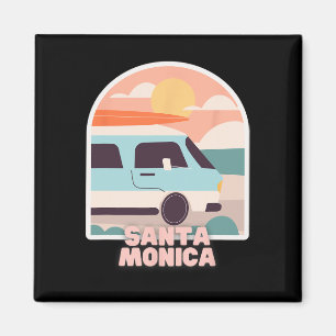 Santa Monica Beach Retro Pastel Kleuren Zon en Zon Magneet