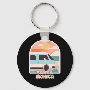 Santa Monica Beach Retro Pastel Kleuren Zon en Zon Sleutelhanger