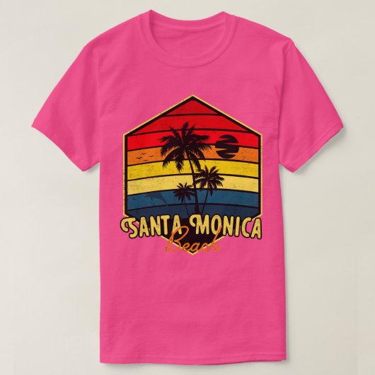 Santa Monica Beach Surfen Californië Retro T-shirt (Design voorkant)