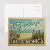 Santa Monica Beach Vintage Revel Briefkaart (Voorkant / Achterkant)